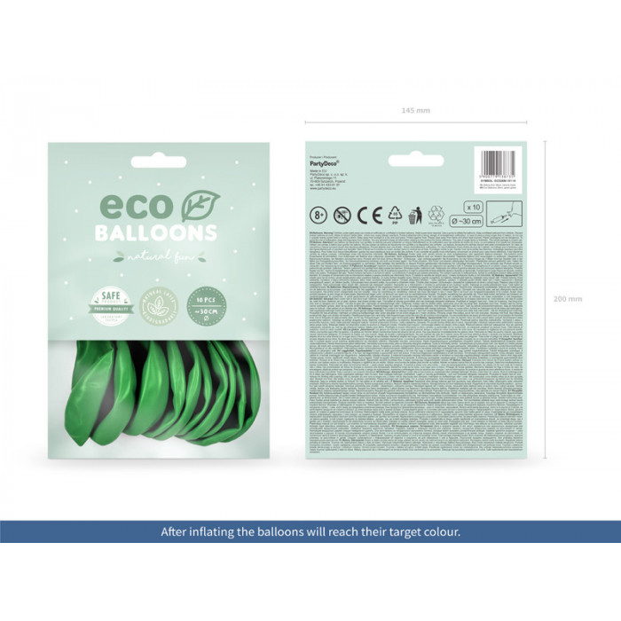 Balony Eco 26cm metalizowane, zielona trawa (1 op. / 10 szt.)