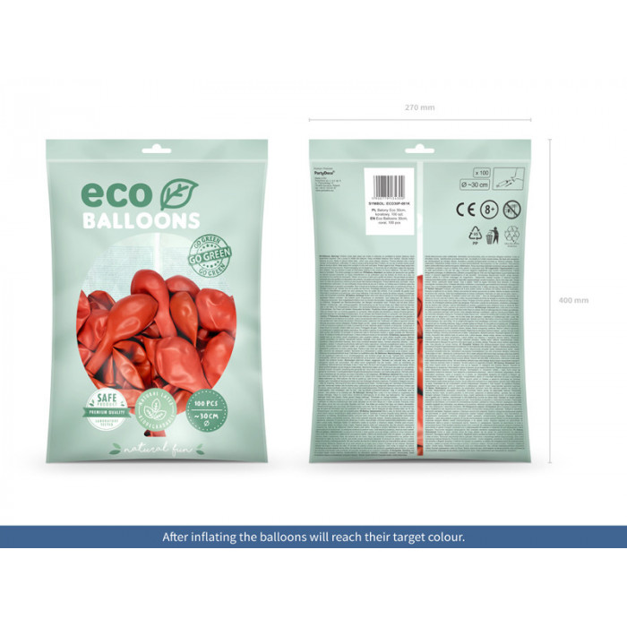 Balony Eco 30cm pastelowe, koralowy (1 op. / 100 szt.)