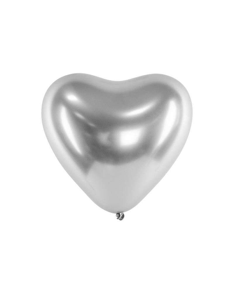 Balony Glossy 30cm, Serca, srebrny (1 op. / 50 szt.)