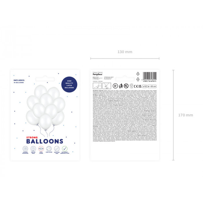 Balony Strong 30cm, Metallic Pure White (1 op. / 10 szt.)