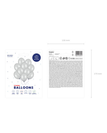 Balony Strong 30cm, Metallic Silver Snow (1 op. / 10 szt.)