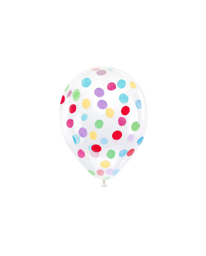 Balony z okrągłym konfetti, 30cm, mix (1 op. / 6 szt.)