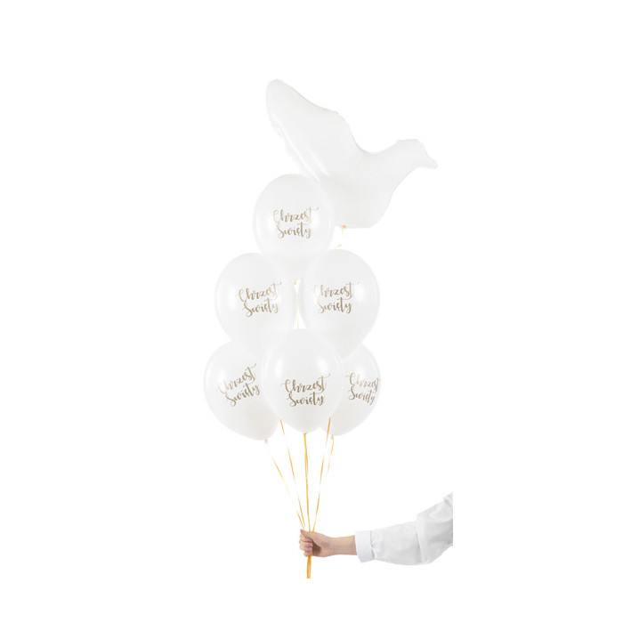 Balony 30 cm, Chrzest Święty, Pastel Pure White (1 op. / 6 szt.)