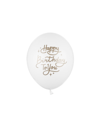 Balony 30 cm, Happy Birthday To You, Pastel Pure White (1 op. / 50 szt.)