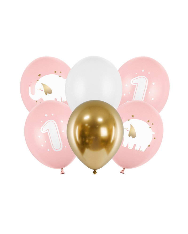 Balony 30 cm, Roczek, Baby pink (1 op. / 6 szt.)