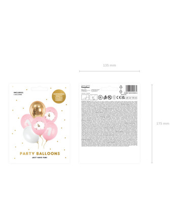 Balony 30 cm, Roczek, Baby pink (1 op. / 6 szt.)