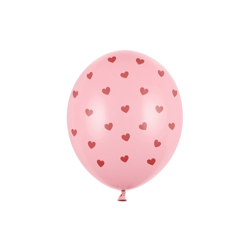 Balony 30 cm, Serca, Pastel Baby Pink (1 op. / 50 szt.)