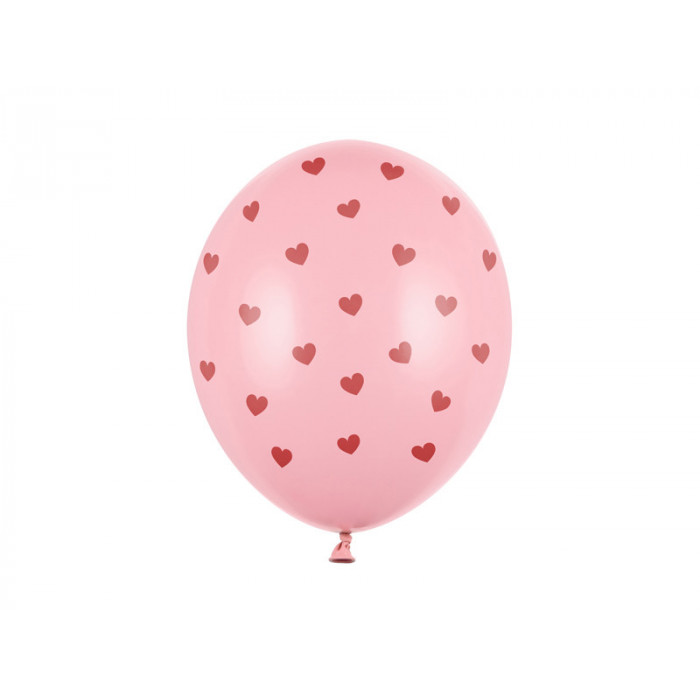 Balony 30 cm, Serca, Pastel Baby Pink (1 op. / 6 szt.)