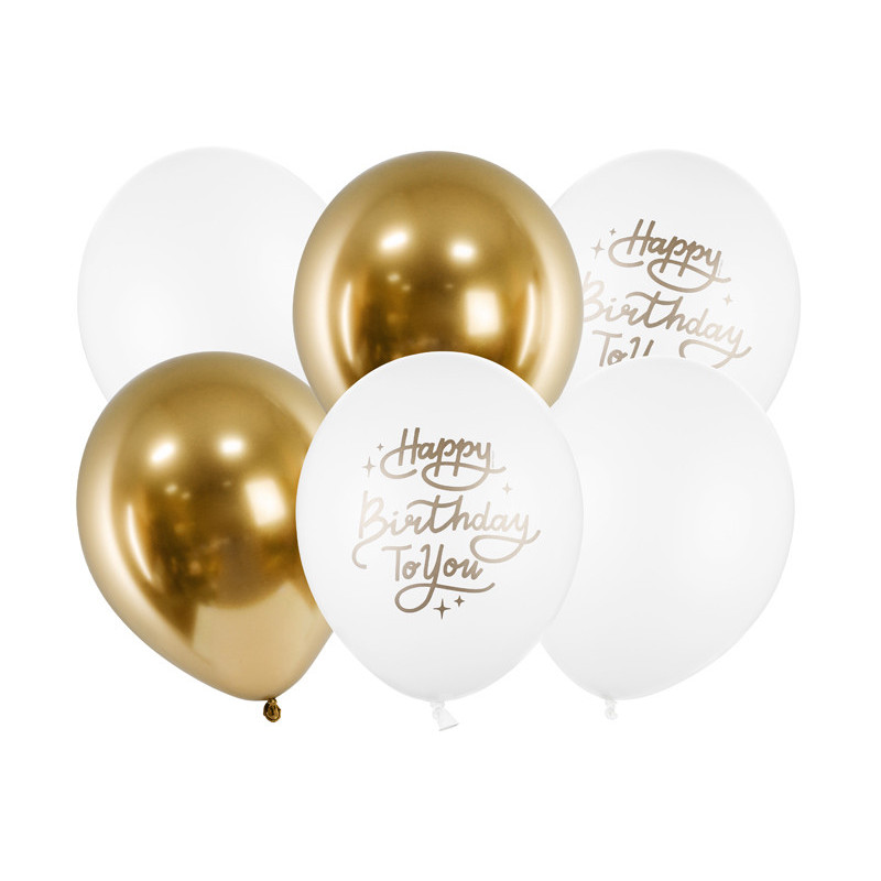Balony 30cm, Happy Birthday To You, mix (1 op. / 6 szt.)