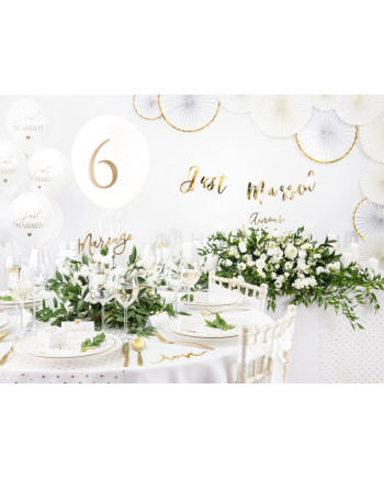 Balony 30cm, Just Married, P. Pure White (1 op. / 6 szt.)