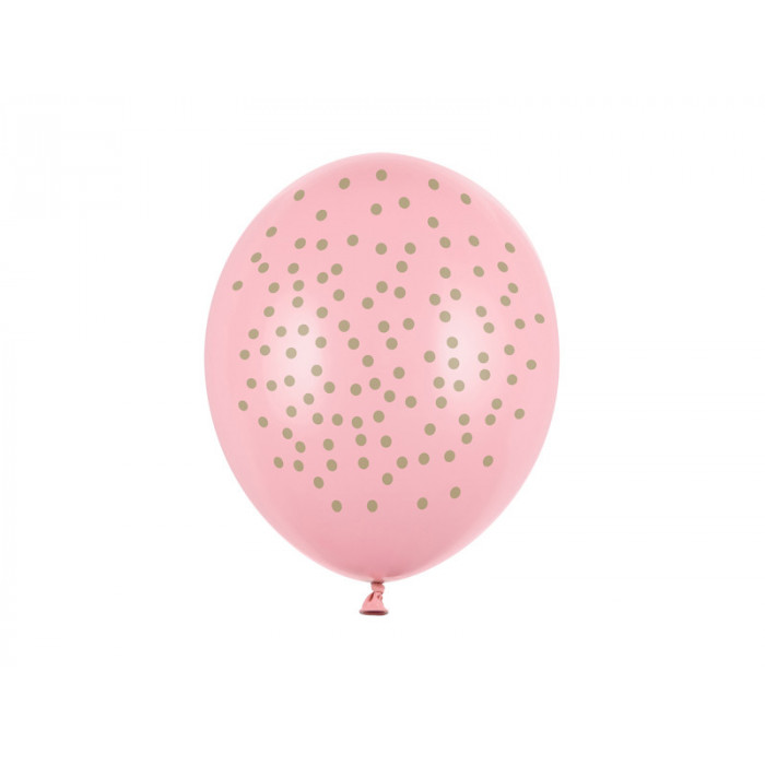 Balony 30cm, Kropki, Pastel Baby Pink (1 op. / 6 szt.)