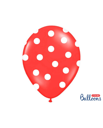 Balony 30cm, Kropki, Pastel Poppy Red (1 op. / 50 szt.)