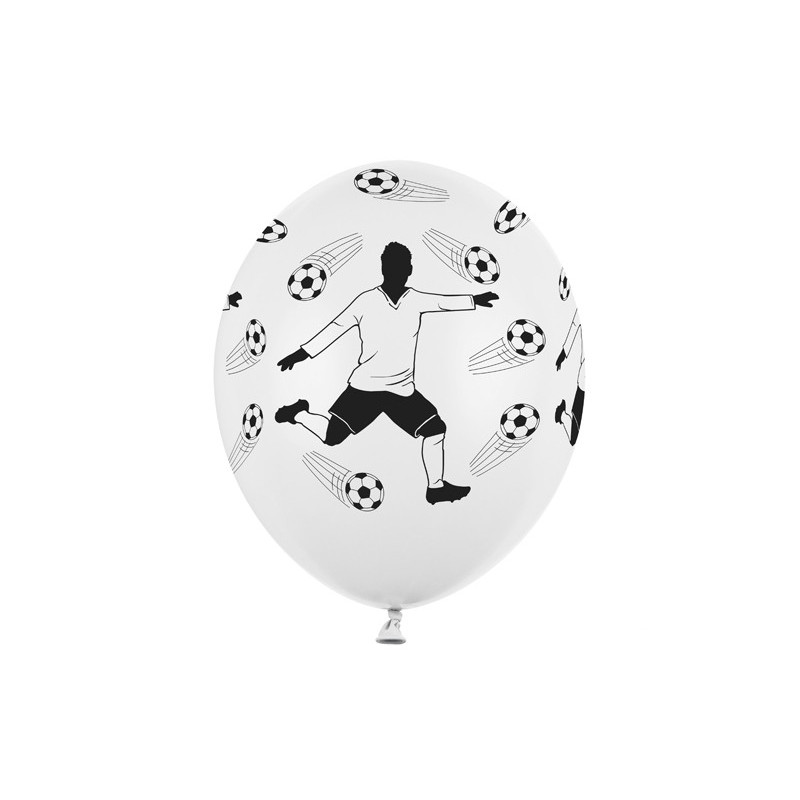 Balony 30cm, Piłkarz i piłki, Pastel White (1 op. / 50 szt.)
