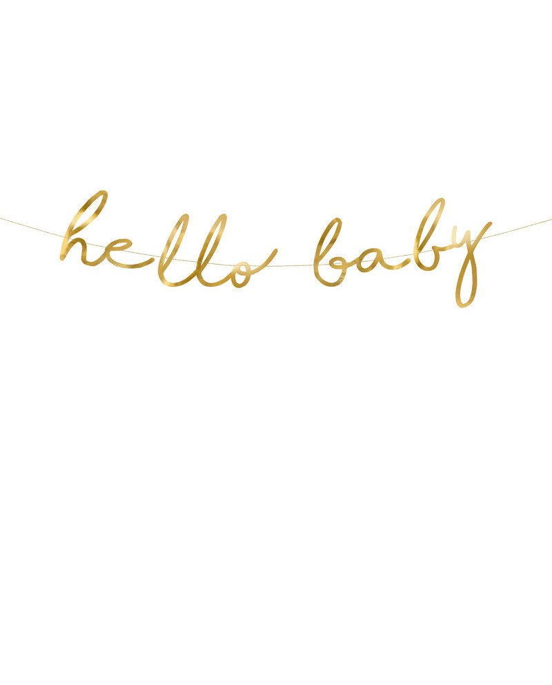 Baner Little Star - Hello Baby, złoty, 18x70cm