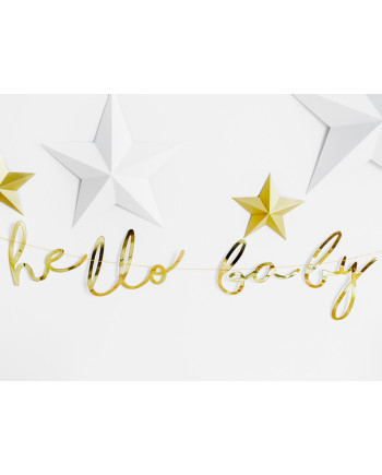 Baner Little Star - Hello Baby, złoty, 18x70cm